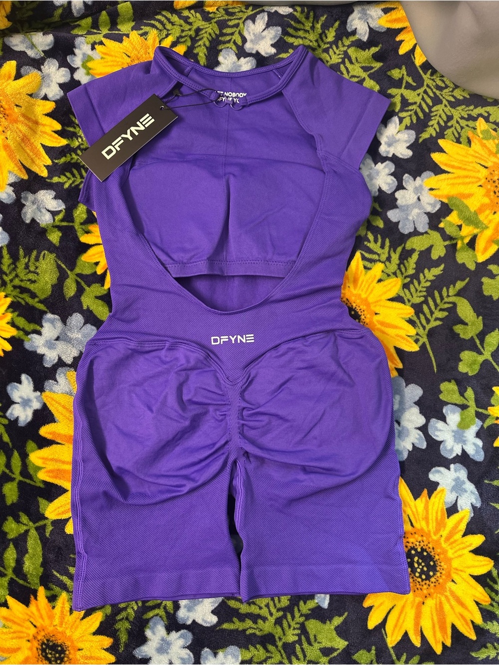 Dfyne Purple Short Sleeve Performance Romper - Picture 3 of 4